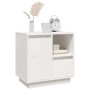 Comodini 2 pz Bianco 50x34x50 cm in Legno Massello di Pino