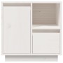 Comodini 2 pz Bianco 50x34x50 cm in Legno Massello di Pino