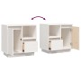 Comodini 2 pz Bianco 50x34x50 cm in Legno Massello di Pino