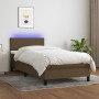 Letto a Molle Materasso e LED Marrone Scuro 90x190cm in Tessuto