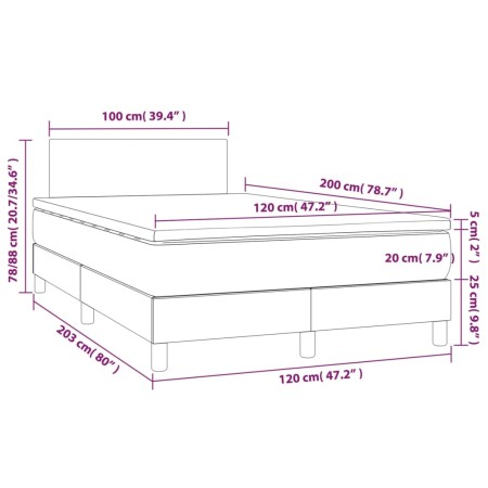 Letto a Molle con Materasso e LED Nero 120x200cm in Tessuto