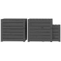 Set Cassette da Giardino 3 pz Grigio in Legno Massello di Pino
