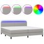 Letto a Molle Materasso e LED Grigio Chiaro 200x200 cm Tessuto