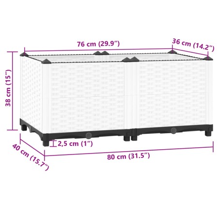 Fioriera Rialzata 80x40x38 cm in Polipropilene