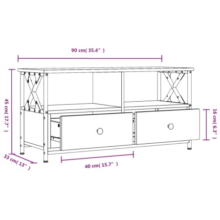 Mobile Porta TV Nero 90x33x45 cm in Legno Multistrato e Ferro