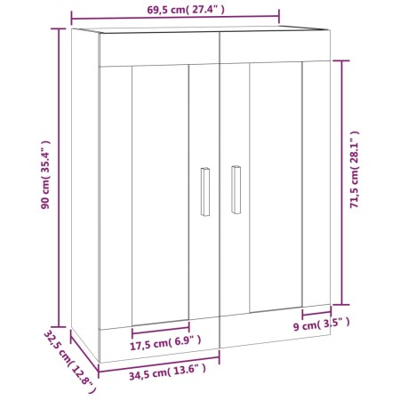 Pensile Rovere Fumo 69,5x32,5x90 cm in Legno Multistrato