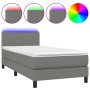 Letto a Molle Materasso e LED Grigio Scuro 100x200cm in Tessuto