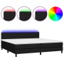 Letto a Molle Materasso e LED Nero 200x200cm in Tessuto