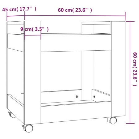 Carrello Scrivania Grigio cemento 60x45x60 cm Legno Multistrato