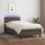 Letto a Molle Materasso e LED Marrone Scuro 90x190cm in Tessuto