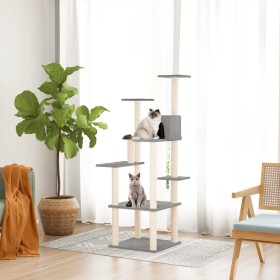 Albero per Gatti con Tiragraffi in Sisal Grigio Chiaro 153 cm