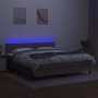 Letto a Molle con Materasso e LED Tortora 160x200 cm in Tessuto