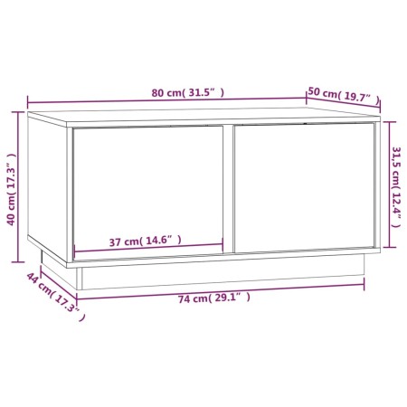 Tavolino da Salotto Grigio 80x50x40 cm Legno Massello di Pino