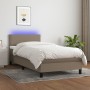 Letto a Molle con Materasso e LED Tortora 90x200 cm in Tessuto