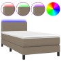 Letto a Molle con Materasso e LED Tortora 90x200 cm in Tessuto