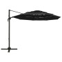 Ombrellone a 4 Livelli con Palo in Alluminio Nero 3x3 m