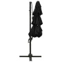 Ombrellone a 4 Livelli con Palo in Alluminio Nero 3x3 m