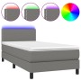 Letto a Molle Materasso e LED Grigio Scuro 100x200cm in Tessuto