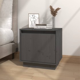 Comodino Grigio 40x30x40 cm in Legno Massello di Pino