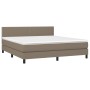 Letto a Molle con Materasso e LED Tortora 160x200 cm in Tessuto