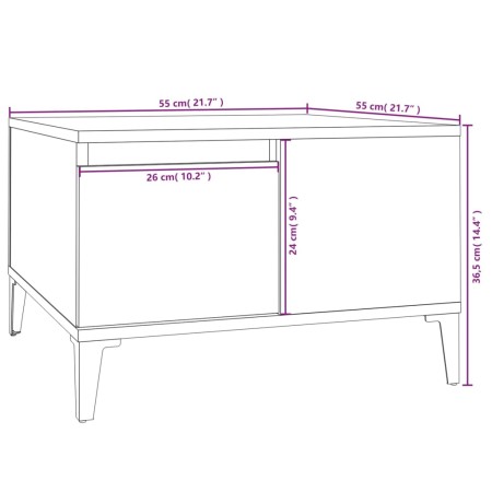 Tavolino Salotto Grigio Cemento 55x55x36,5 cm Legno Multistrato