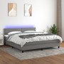 Letto a Molle Materasso e LED Grigio Scuro 180x200cm in Tessuto