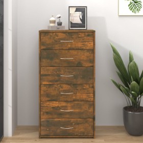 Credenza 6 Cassetti Rovere Fumo 50x34x96cm in Legno Multistrato