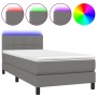 Letto a Molle Materasso e LED Grigio Scuro 90x190 cm in Tessuto