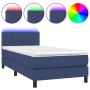 Letto a Molle con Materasso e LED Blu 100x200cm in Tessuto