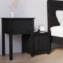 Comodino Nero 79,5x38x65,5 cm in Legno Massello di Pino