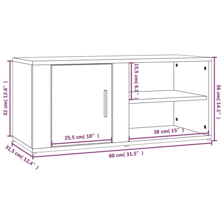 Mobile per TV Rovere Marrone 80x31,5x36 cm in Legno Multistrato