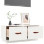 Mobile Porta TV Bianco 80x34x35 cm in Legno Massello di Pino