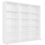 Mobile Porta CD Bianco Lucido 102x23x89,5 cm Legno Multistrato