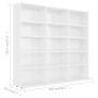 Mobile Porta CD Bianco Lucido 102x23x89,5 cm Legno Multistrato