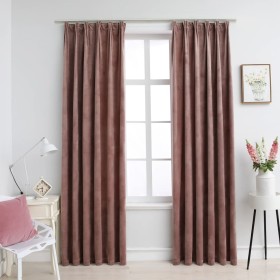 Tende Oscuranti con Ganci 2 pz Rosa Antico in Velluto 140x245cm