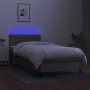 Letto a Molle con Materasso e LED Tortora 80x200 cm in Tessuto