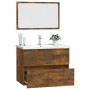 Set Mobili da Bagno 2 pz Rovere Fumo in Legno Multistrato