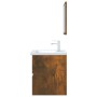 Set Mobili da Bagno 2 pz Rovere Fumo in Legno Multistrato