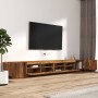 Set Mobili TV 3pz con Luci LED Rovere Fumo in Legno Multistrato