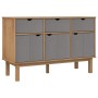 Credenza OTTA Marrone e Grigio 114x43x73,5 cm in Legno di Pino