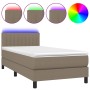 Letto a Molle con Materasso e LED Tortora 90x190 cm in Tessuto