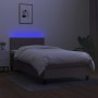 Letto a Molle con Materasso e LED Tortora 90x190 cm in Tessuto