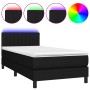 Letto a Molle con Materasso e LED Nero 100x200 cm in Tessuto