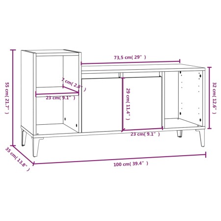 Mobile per TV Grigio Cemento 100x35x55 cm Legno Multistrato