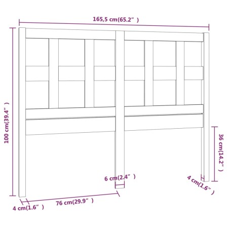 Testiera Letto 165,5x4x100 cm in Legno Massello di Pino