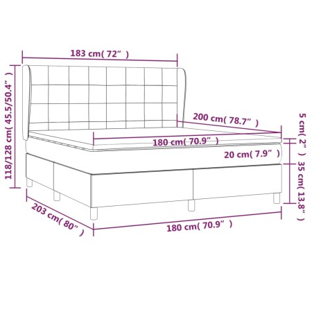 Giroletto a Molle con Materasso Grigio Chiaro 180x200cm Velluto