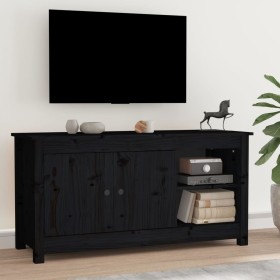 Mobile Porta TV Nero 103x36,5x52 cm in Legno Massello di Pino