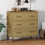 Credenza 3 Cassetti Marrone 77x40x79,5 cm Legno Massello OSLO