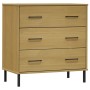 Credenza 3 Cassetti Marrone 77x40x79,5 cm Legno Massello OSLO