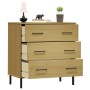 Credenza 3 Cassetti Marrone 77x40x79,5 cm Legno Massello OSLO